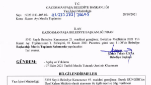 Kasım Ayı Meclis Gündemi
