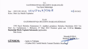 Mart Ayı Meclis Gündemi