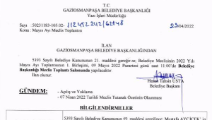 Mayıs Ayı Meclis Gündemi