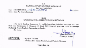 Ocak Ayı Meclis Gündemi