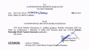 Şubat Ayı Meclis Gündemi