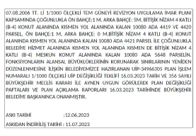 07.08.2006 TT. Lİ 1/1000 Ölçekli TEM Güneyi Revizyon Uygulama İmar Planı