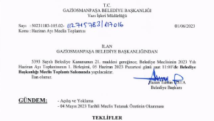 Haziran Ayı Meclis Gündem İlanı