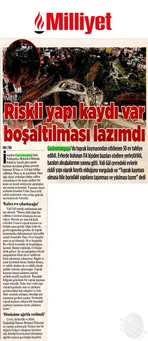 Riskli yapı kaydı var boşaltılması lazımdı